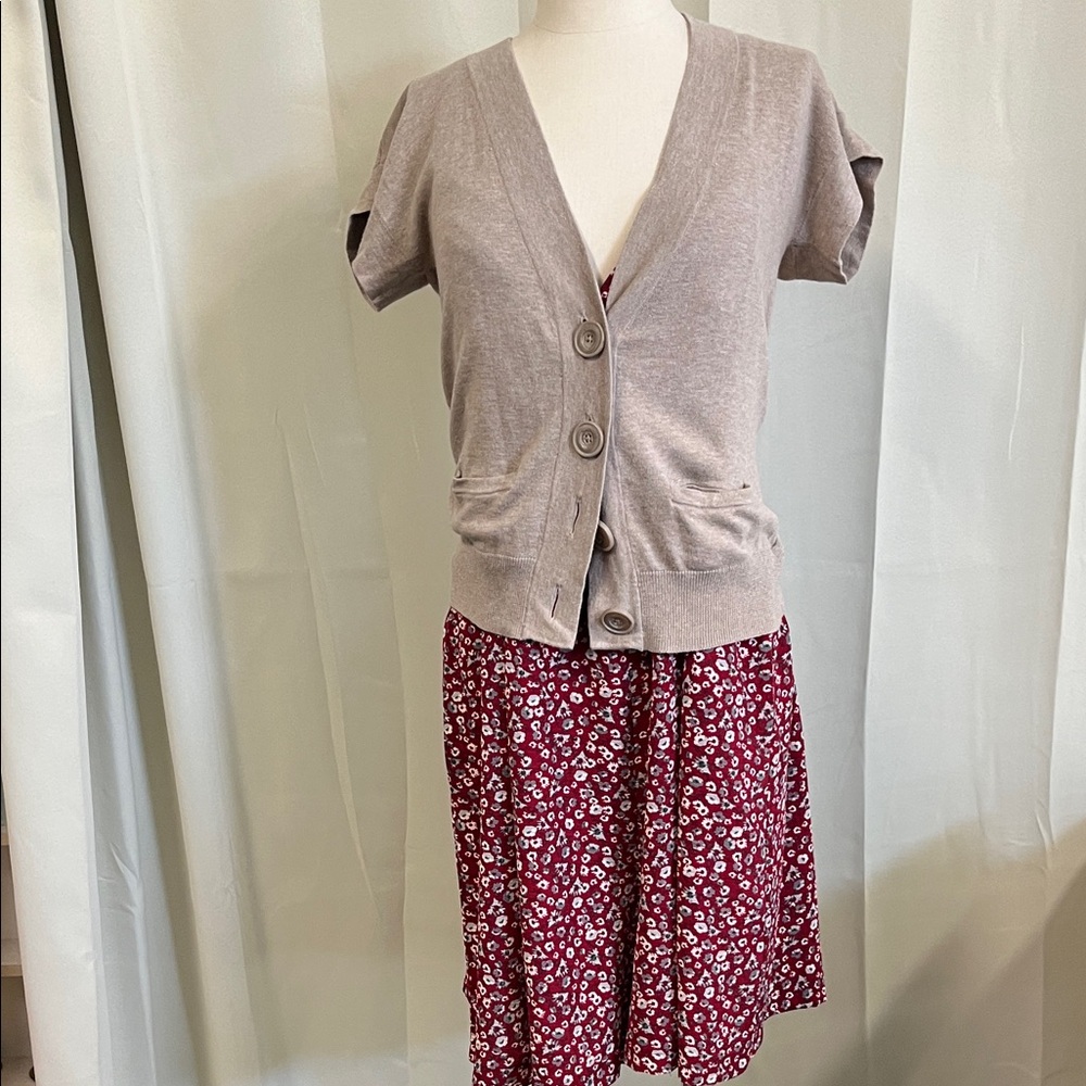 Kaisely Heather Brown, short sleeve cardigan